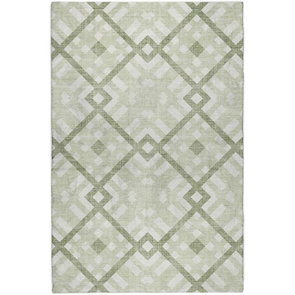 Dream Shag Premium Machine Washable Abstract ADS616 Aloe 10 ft. x 14 ft. Area Rug