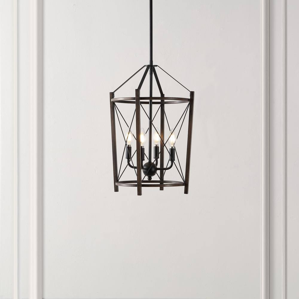 Peltier 4-Light Black and Brown LED Pendant Light