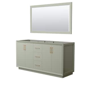 Strada 65.25 in. W x 21.75 in. D x 34.25 in. H Double Bath Vanity Cabinet without Top in Light Green with 58" Mirror