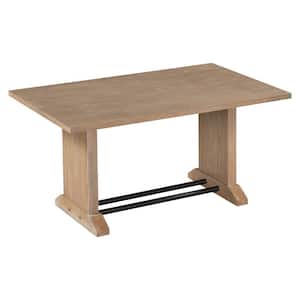 Farmhouse Natural Wood Wash Solid Wood and MDF 58 in. Cross Legs Extendable Dining Table Seats 4