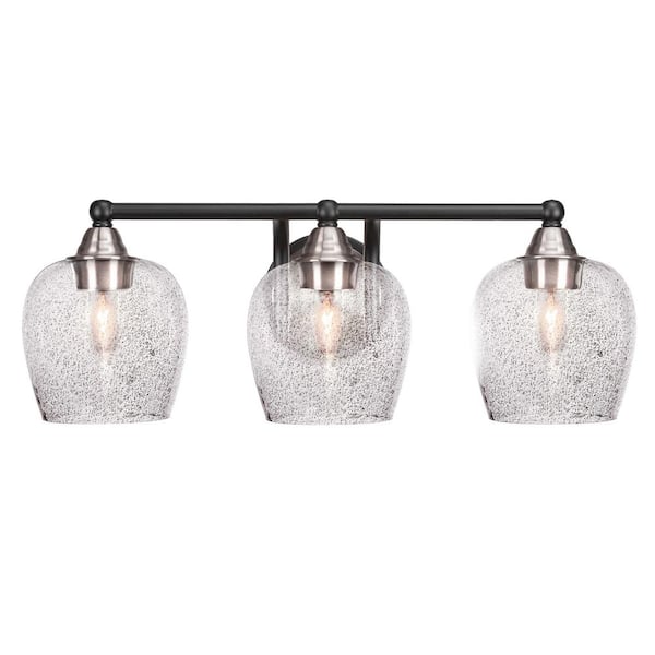 Unbranded Madison 7.75 in. 3-Light Bath Bar, Matte Black and Brushed Nickel, Smoke Bubble Glass Vanity Light