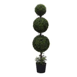 5 ft. Artificial Boxwood Triple Ball Every-day Topiary With Pot UV
