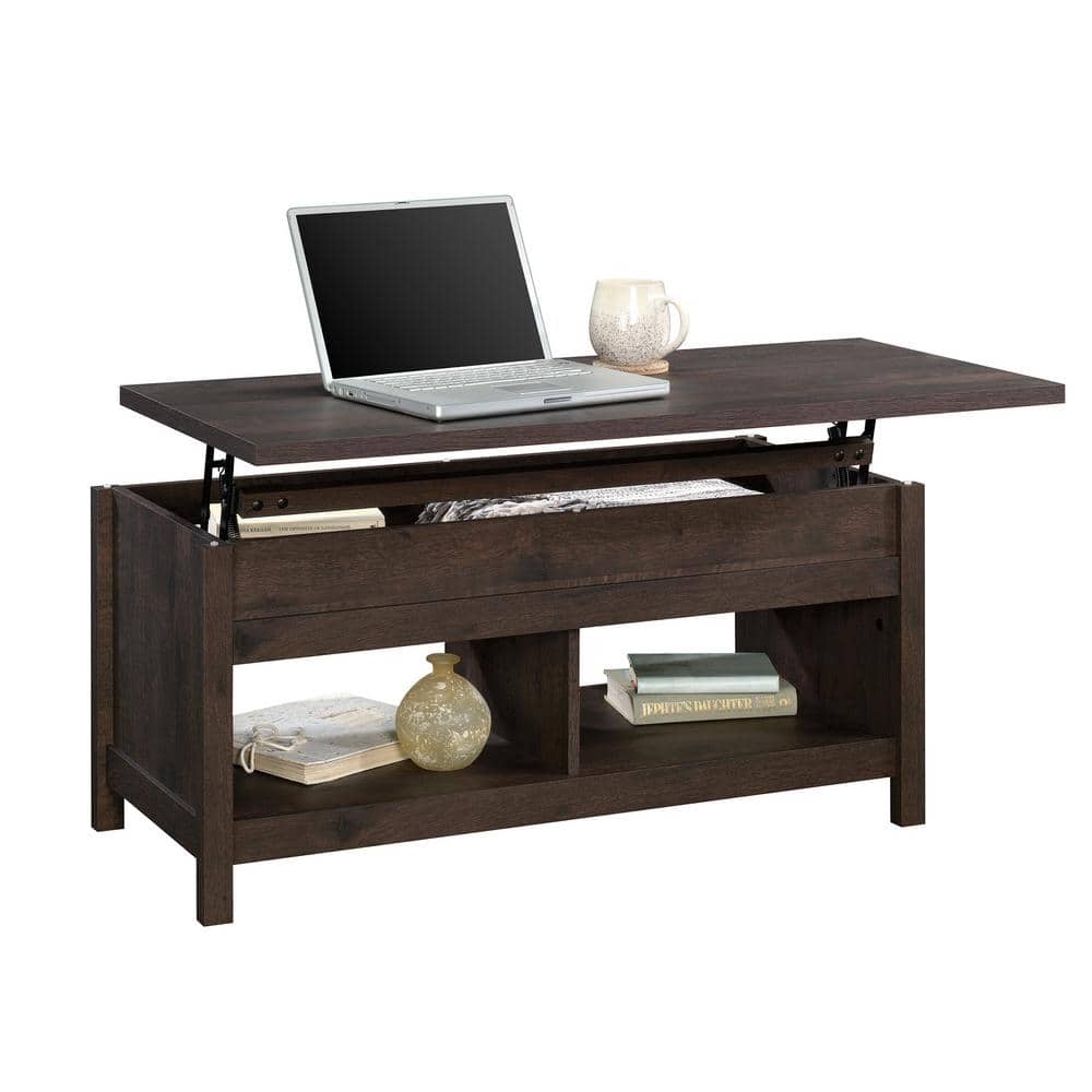 Vintage Coffee Oak Rectangular Lift-Top Coffee Table with Storage