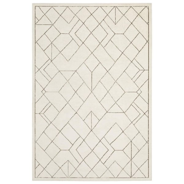 10 ft. x 13 ft. Ivory, Taupe Geometric Washable Area Rug