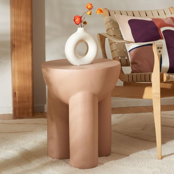 SAFAVIEH Kataleya 15.94 in. Terracotta Round Concrete End Table