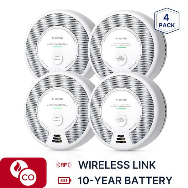 10-Year Battery Wireless Interconnected Smoke and CO Detector with Photoelectric Sensor and LED Light 4 Pack SC06-W