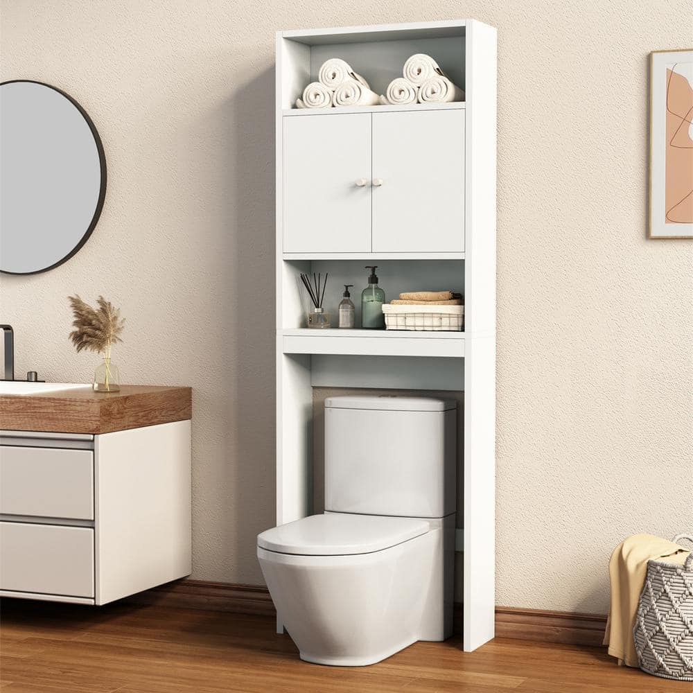 Bathroom Version White 3-Shelf MDF Wooden Storage Cabinet, Toilet Can Be Placed Inside the Cabinet price history on PriceWatchPro