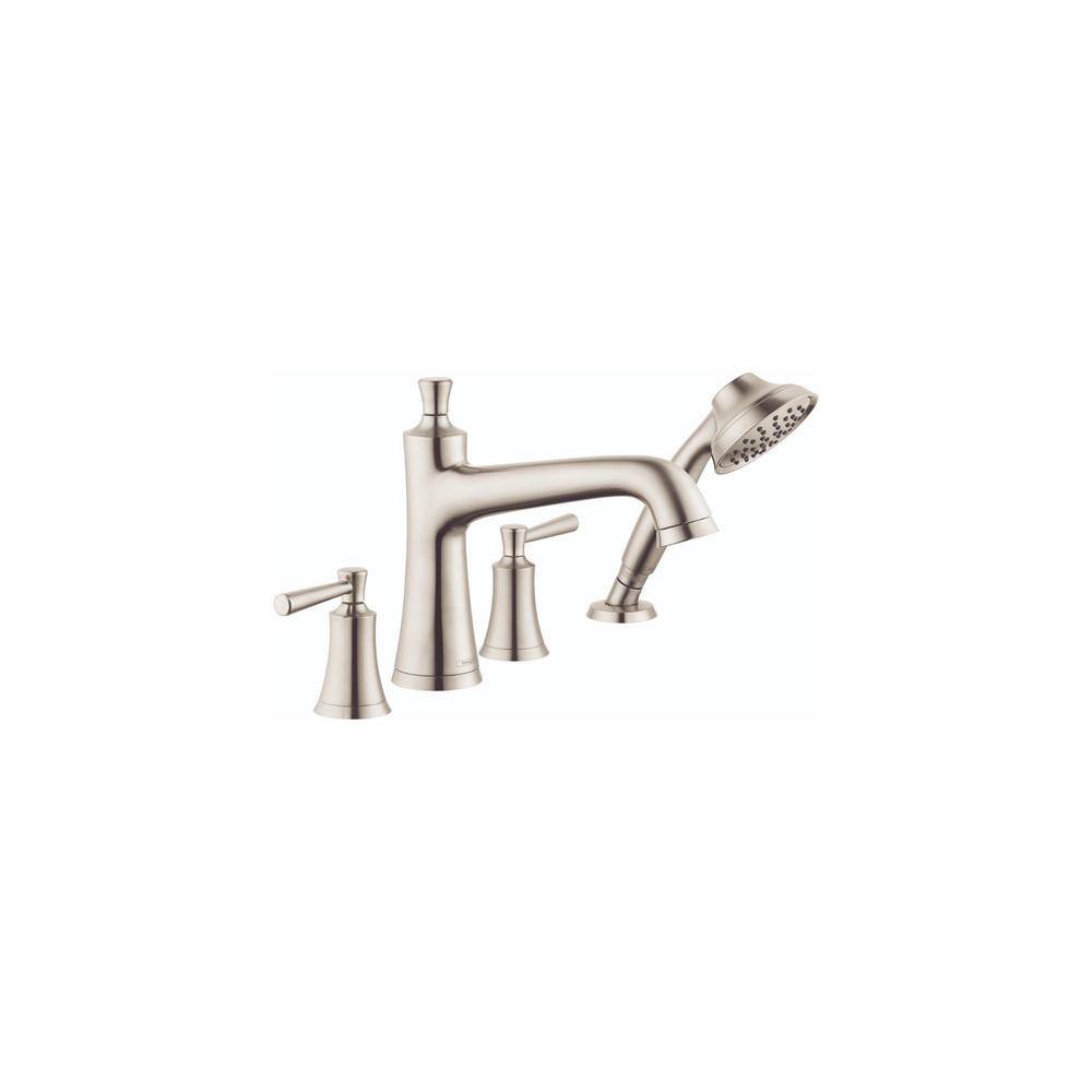 Brushed Nickel 4-Hole Roman Tub Filler with Handshower