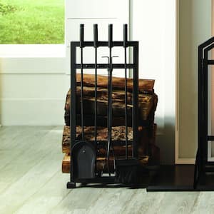 Harper 4-Piece Log Holder and Fireplace Tool Set