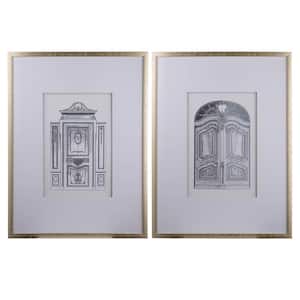 Anky Framed Art Print 31.5 in. x 23.6 in. Set of 2 Fake Pencil Architectural Wall Art, Wall Decor Accent