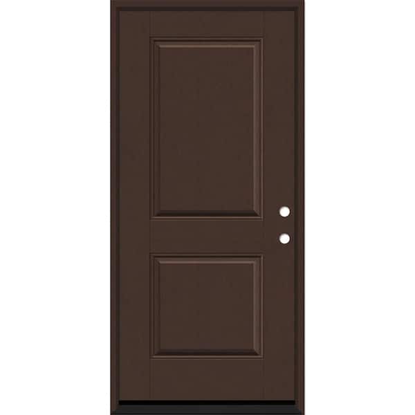 Steves & Sons Regency 36 in. x 80 in. 2P Square Top LHIS Chestnut Stain Fiberglass Prehung Front Door with 4-9/16 Jamb