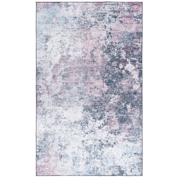 Malibu Plum/Black 4 ft. x 6 ft. Machine Washable Patchy Distressed Area Rug