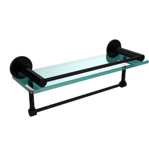 Allied Brass 16" Double Glass Shelf With Towel Bar - Matte Black Bathroom Or Kitchen Shelf - View #14