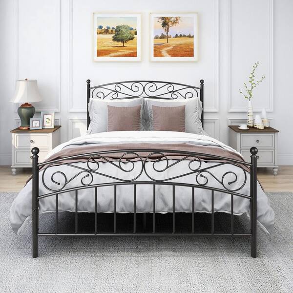 wrought iron platform bed frame queen