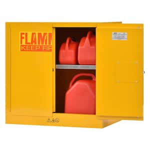 Steel Freestanding Flammable Liquid Safety Double-Door Storage Cabinet in Yellow (35 in. H x 35 in.W x 22 in. D)