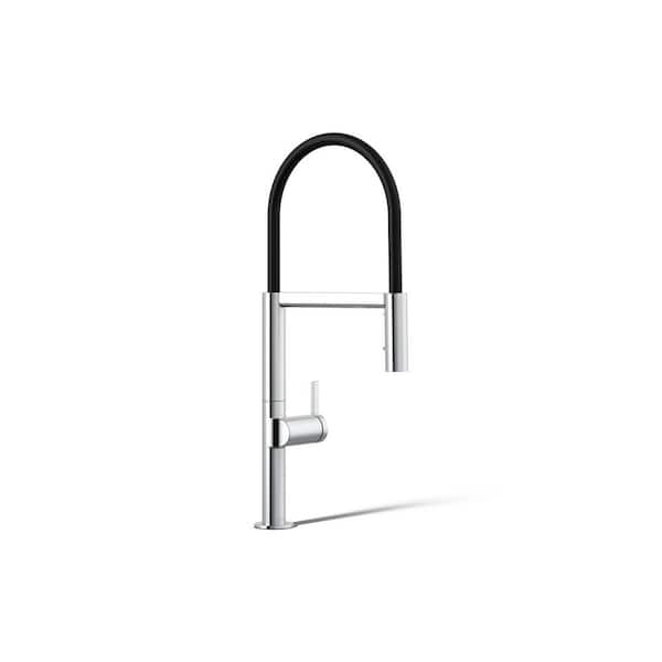 Components 1 Handle Deck Mount Standard Kitchen Faucet in Polished Chrome