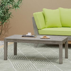 Sewell 42 in. Light Gray Rectangle Acacia Wood Outdoor Coffee Table