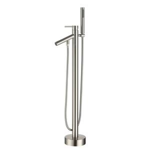 Single-Handle Floor Mount Freestanding Tub Faucet with Hand Shower in. Brushed Nickel