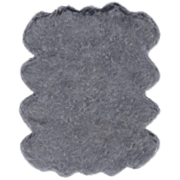 cadeninc Charcoal Grey 2 ft. W x 3 ft.L Faux Fur Area Rug NapaLQB0203 The Home Depot