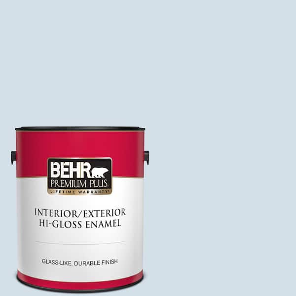 BEHR PREMIUM PLUS 1 gal. #580E-1 Rain Drop Hi-Gloss Enamel Interior/Exterior Paint