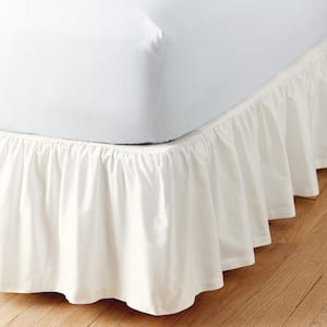 Simple Tuck 14 in. Gathered Solid Ivory California King Bed Skirt