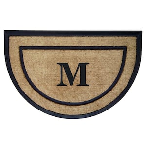 DirtBuster Single Picture Frame Black 24 in. x 36 in. Coir with Rubber Border Monogrammed M Door Mat