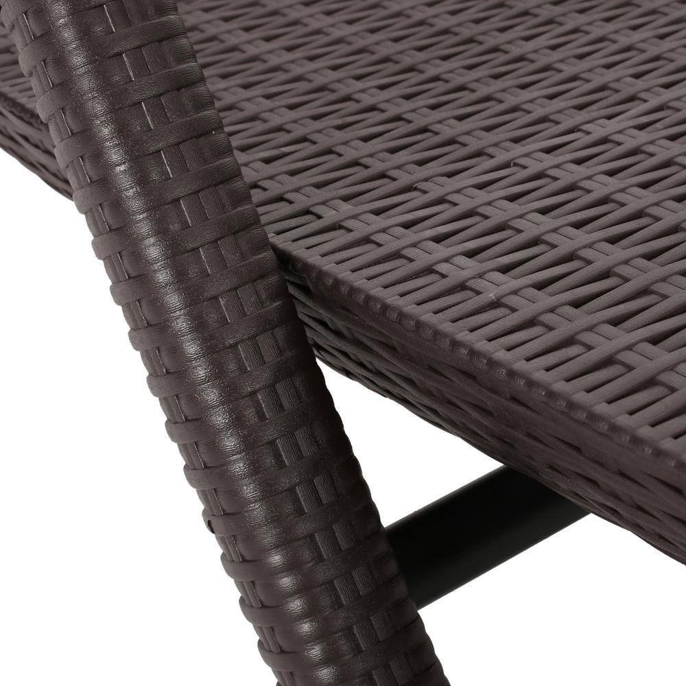 Dark Brown Faux Wicker Outdoor Chaise Lounge with Arms