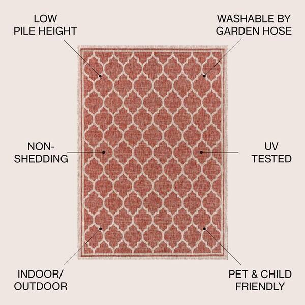 JONATHAN Y Trebol Moroccan Trellis Red/Beige 7 ft. 9 in. x 10 ft