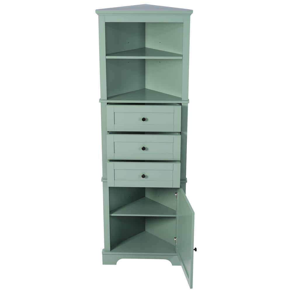 23 in. W x 13.4 in. D x 68.9 in. H Bathroom Green Linen Cabinet 2023-8 ...
