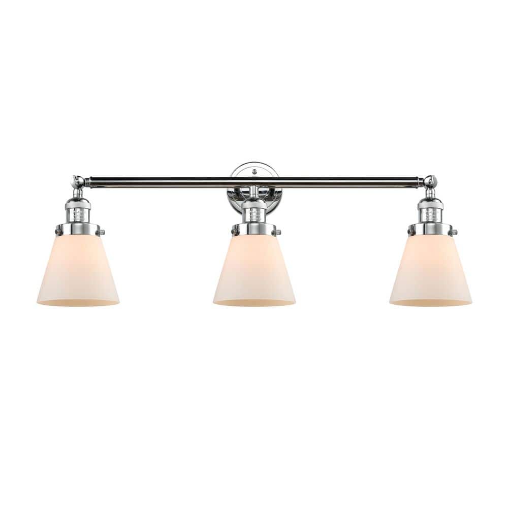 Cone 30 in. 3-Light Polished Chrome Vanity Light with Glass Shade price history on PriceWatchPro