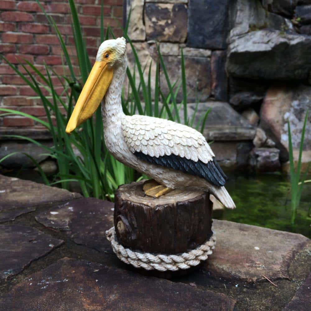11.5" Summer Pelican on Ocean Pier with Nautical Rope Statue