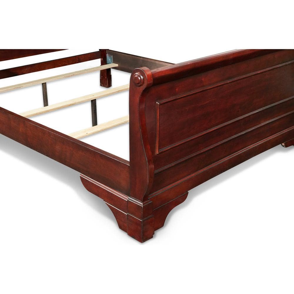 Bordeaux Cherry Classic King Wood Bed with Headboard