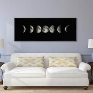 24 in. x 63 in. "Moon" Frameless Free Floating Tempered Glass Panel Graphic Art