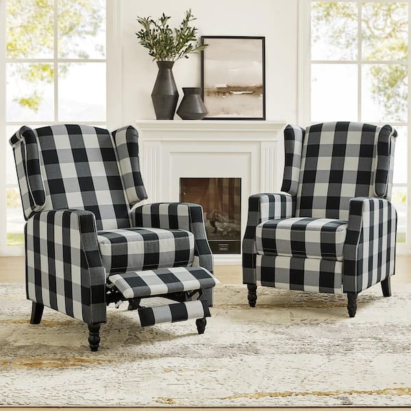Celia Black Fabric Standard (No Motion) Recliner (Set of 2)
