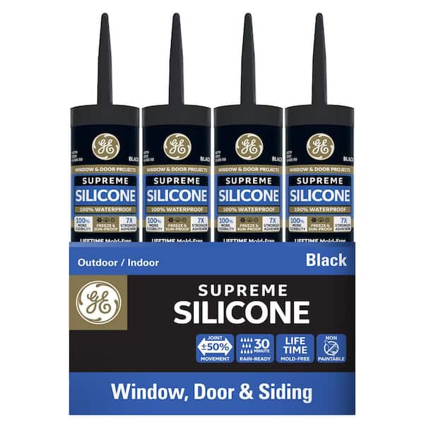 GE Supreme Silicone 2 10.1 oz. Black Window and Door Silicone Sealant (12-Pack)