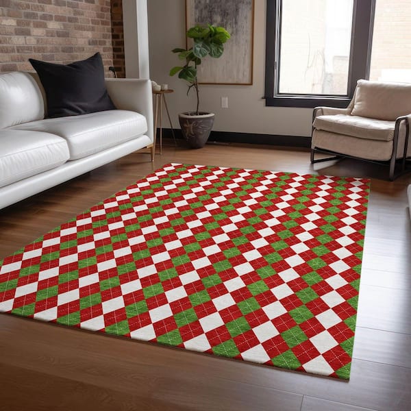 Chantille Machine Washable Indoor/Outdoor Abstract ACN1812 Red 5 ft. x 7 ft. 6 in. Area Rug