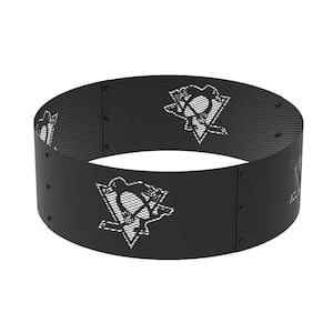 Decorative NHL 36 in. x 12 in. Round Steel Wood Fire Pit Ring - Pittsburgh Penguins