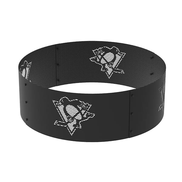 BLUE SKY OUTDOOR LIVING Decorative NHL 36 in. x 12 in. Round Steel Wood Fire Pit Ring - Pittsburgh Penguins