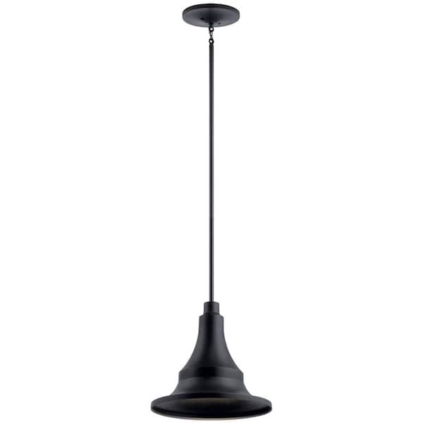 KICHLER Hampshire 16.75 in. 1-Light Textured Black Convertible Outdoor Hanging Pendant Light (1-Pack)