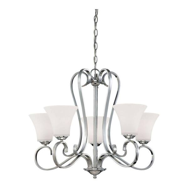 Millennium Lighting Fair Lane 5-Light Chrome Chandelier with Etched White Glass