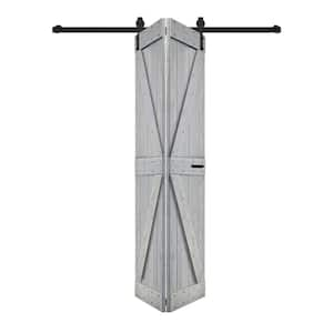 K Style 30in. x 80in.(15in. x 80 in. x 2 Panels) French Gray Solid Core Wood Bi-fold Door With Hardware -Assembly Needed