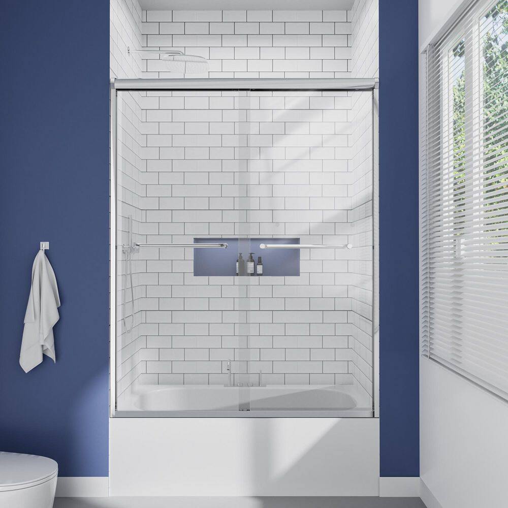60 in. W x 62 in. H Double Sliding Framed Tub Door in Chrome with 1/4 in. Clear Glass price history on PriceWatchPro