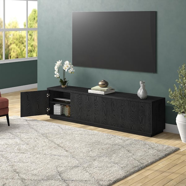 Meyer&Cross Hanson 78.5 in. Black Grain TV Stand Fits TV's up to