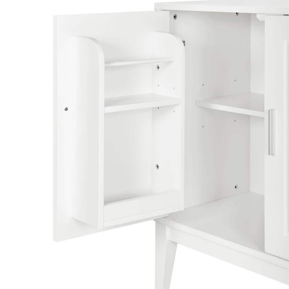 White 60" Modern 4-Door Wood Sideboard with Adjustable Shelves