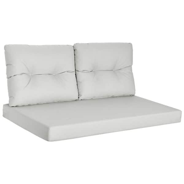Mximu 48 in. x 24 in. Light Gray Waterproof and UV-Resistant Olefin Outdoor Loveseat Cushion Set
