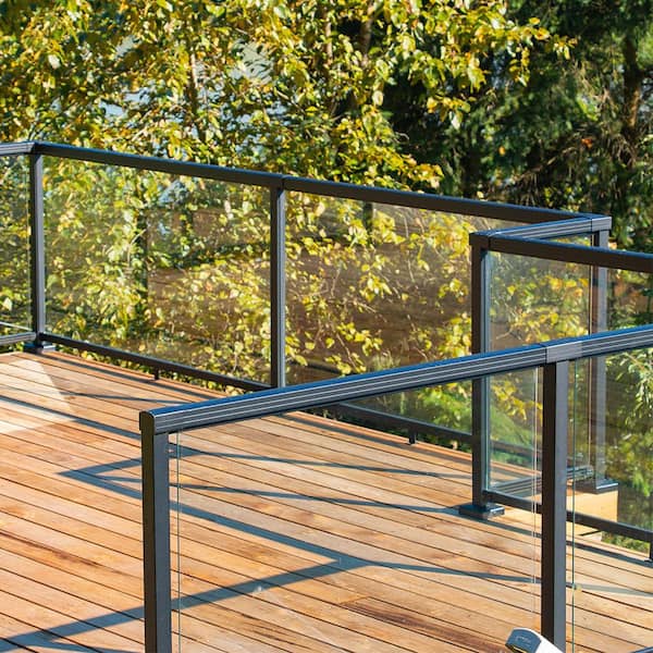 30-7/16 in. H x 27 in. W Clear Aluminum Deck Railing Tempered Glass Panel for 36 in. High System