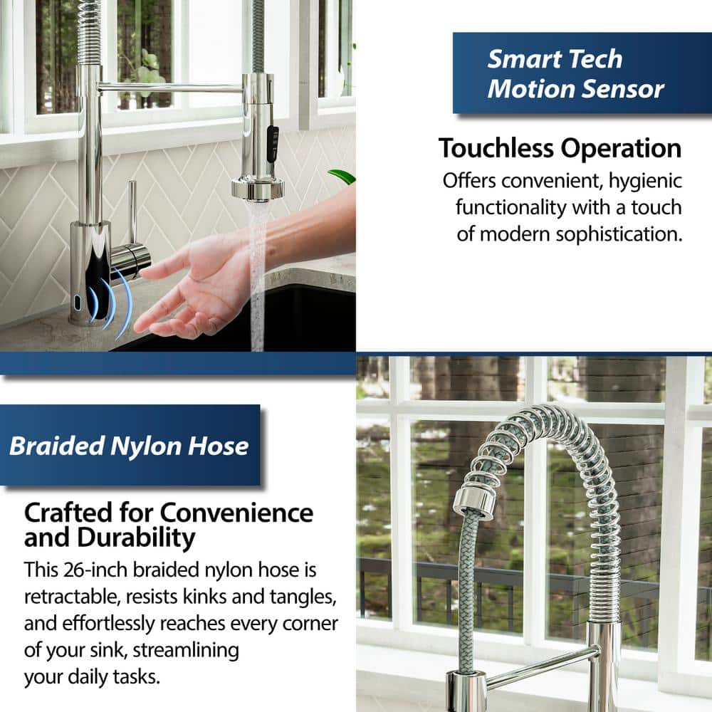 Chrome Touchless Pull-Down Kitchen Faucet with Spray