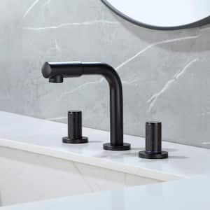 6.5 in. Faucet Height Double Handle 8" Widespread Brass 3 Hole Bathroom Sink Faucet Bath Faucets in Matte Black