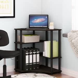 31 in. Corner Espresso/Black Computer Desk with Open Storage