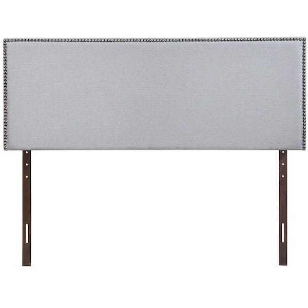 MODWAY Region Sky Gray Queen Nailhead Upholstered Headboard MOD5215